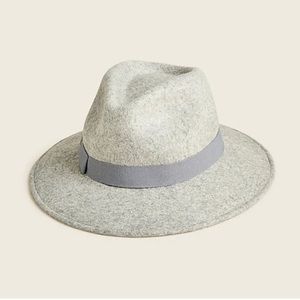 NWT J. Crew Western Hat with Grosgrain Trim in Heather Gray 100% Wool size S/M